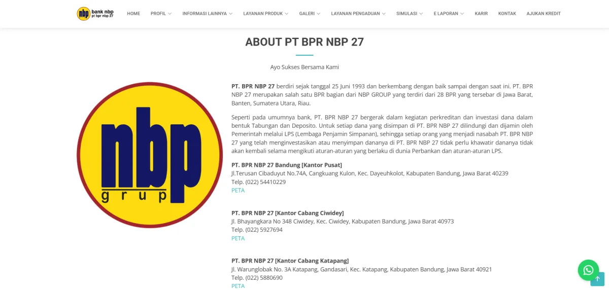 Website Company Profil Perbankan